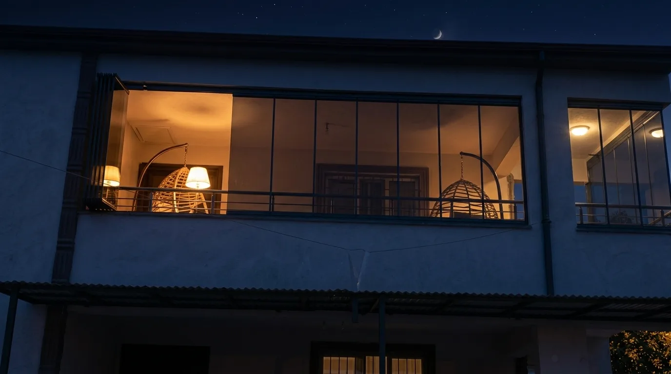 Balkonda katlanır cam balkon uygulaması, proje görünümü 10