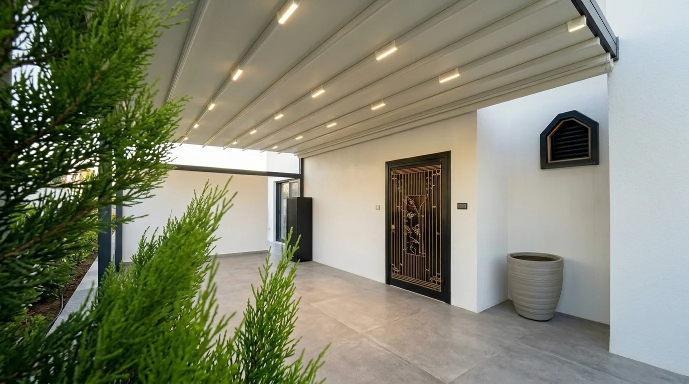 Bahçede pergola tente uygulaması, proje görünümü 11