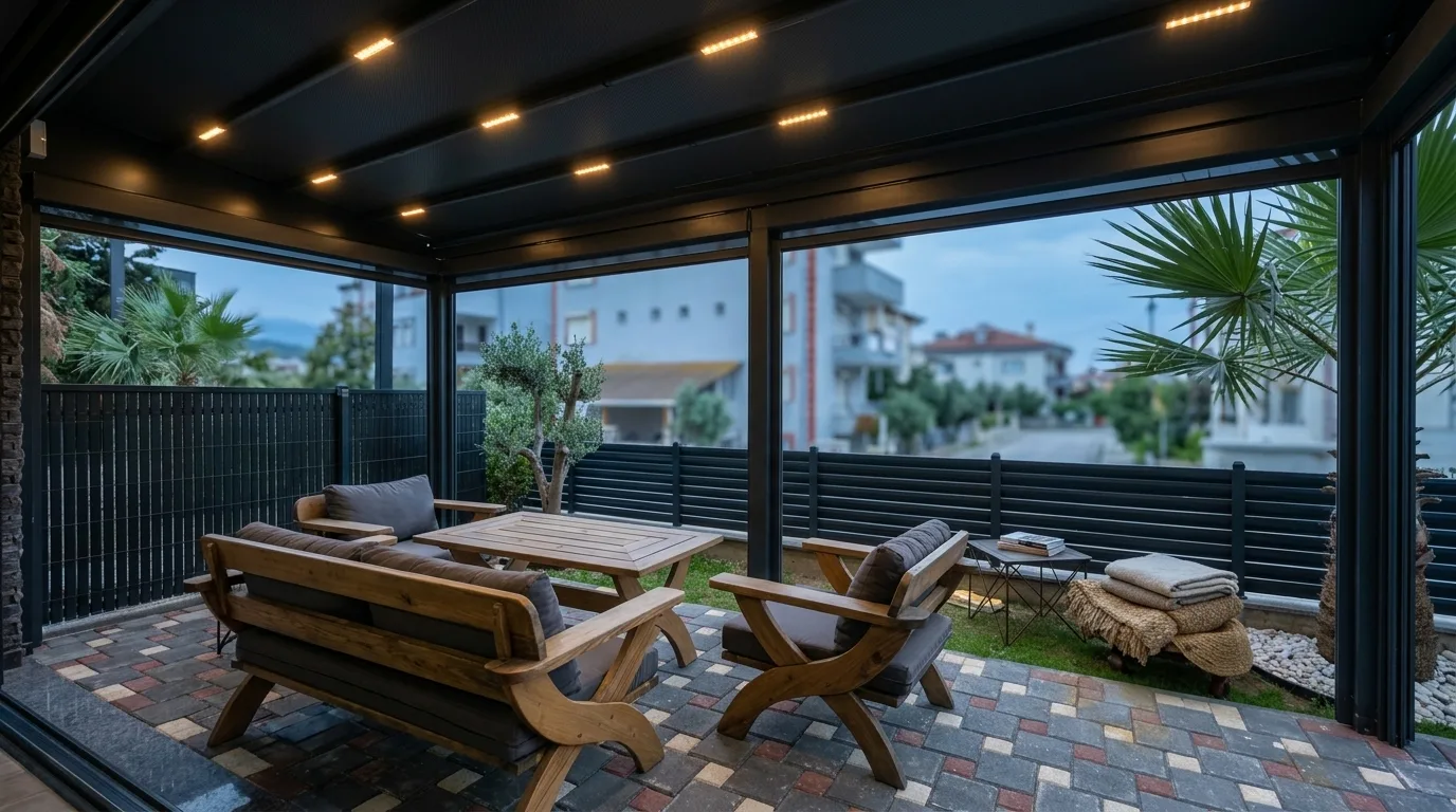 Bahçede pergola tente uygulaması, proje görünümü 32